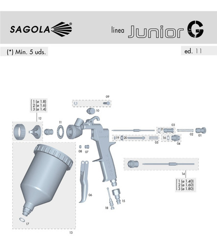 Distribuidor De Aire Para Pistola Sagola Junior G (2piezas)