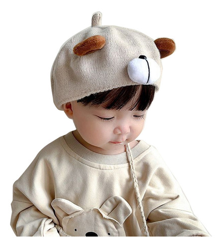 Gorro Tipo Boina Bear Para Nios, Suave Y Cálido, Tejido [u]