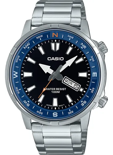 Reloj Azul Casio Mtd-130d-1a2 Wr100 Acero Inoxidable