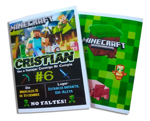 25 Libros P Colorear Fiesta Invitación Minecraft