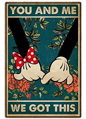 Mickey Minnie Tin Logo Old Fashioned Holding Hands You And M