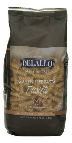 Delallo Pasta Sin Gluten, Fusilli, 12 Onzas