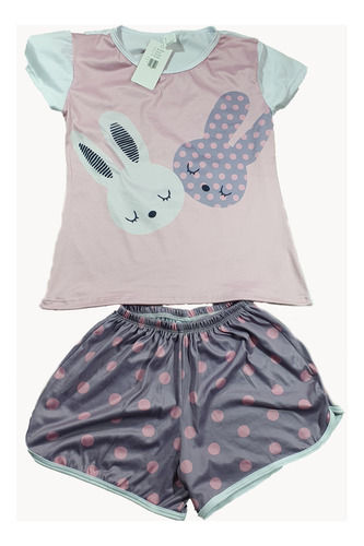 Pijama De Mujer De Conejo Short  Y Blusa Mc