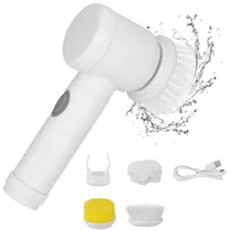 Comprar Cepillo De Limpieza Electrico Limpiador Cocina Lavaloza Baño Multiuso 5 en 1 Accesorios Carga Usb Qatar Shop Escobilla Limpieza Multifuncional Blanco