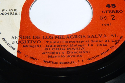 Jch- Gloria Maria Sr. De Los Milagros Salva Al Fuj. 45 Rpm