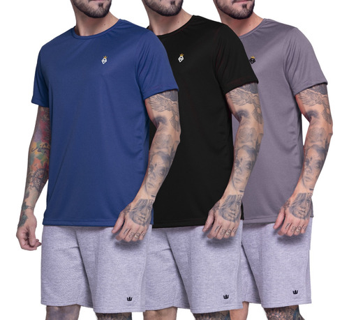 Kit 3 Camiseta Dry Fit Masculino Academia Slim Atacado