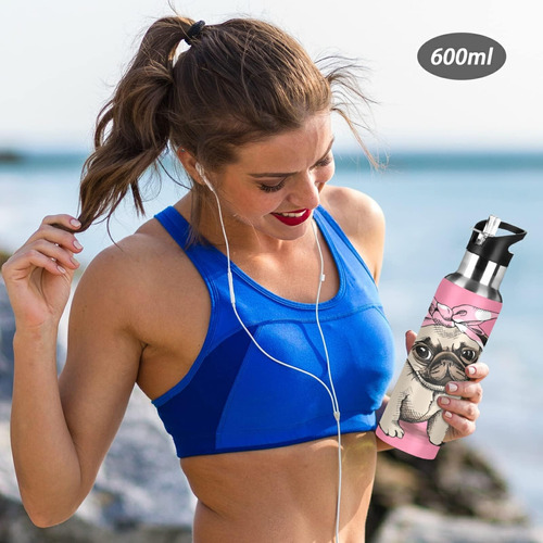 Blueangle Botella De Agua Con Diadema Rosa De 20 Onzas Con P
