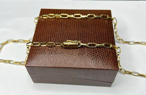 Corrente Cordão Baguete 13 Gramas 4mm 70cm Ouro 18k Cor Amarelo