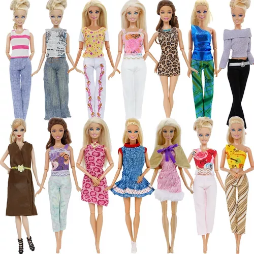 Kit Lote Com 3 Conjuntos De Roupas Para Bonecas Barbie