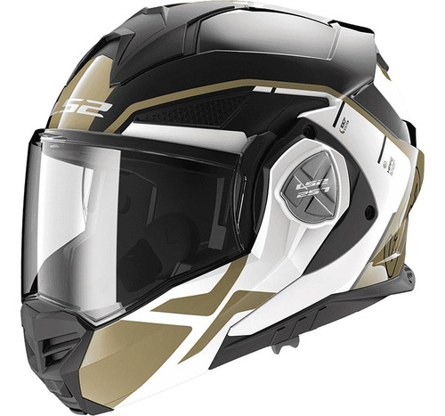 Casco Abatible De Moto Ls2 Ff901 Advant X Metryk Blanco/ Ngo