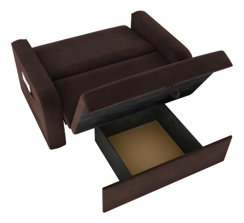 Sofá Cama Daiane 2 Lugares Com Baú Suede Marrom Matrix