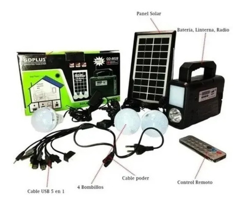 Kit Solar Con Radio Fm, Lector Usb, 4 Bombillos, Panel Solar