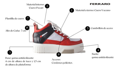 Imagen 10 de 10 de Zapatillas Urbanas Mujer Cuero Cordones- Mike - Ferraro
