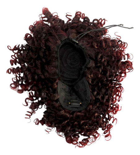 Coque Afro Puff Cacheado 100% Orgânico Volumoso Adere Creme Cor Californiana Marsala T1b Bug