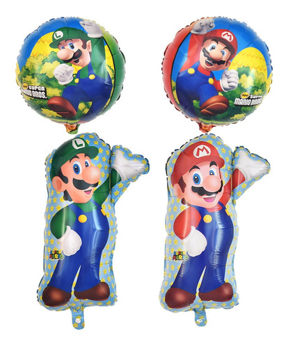 Pack 4 Globos Metálicos Personajes Videojuegos Mundo Mágico