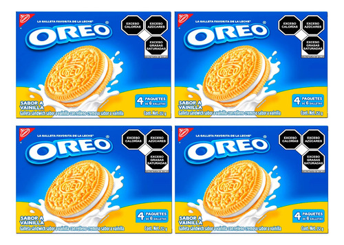 4 Cajas De Galletas Oreo Sabor Vainilla 252g