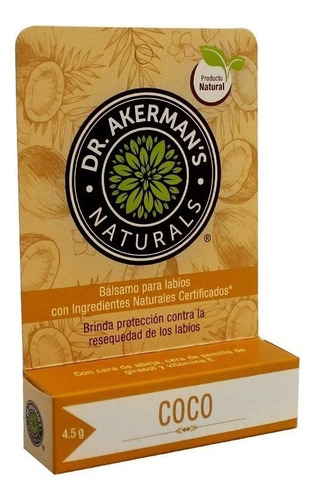 Bálsamo Para Labios Coco Dr Akerman´s Naturals 4.5 G