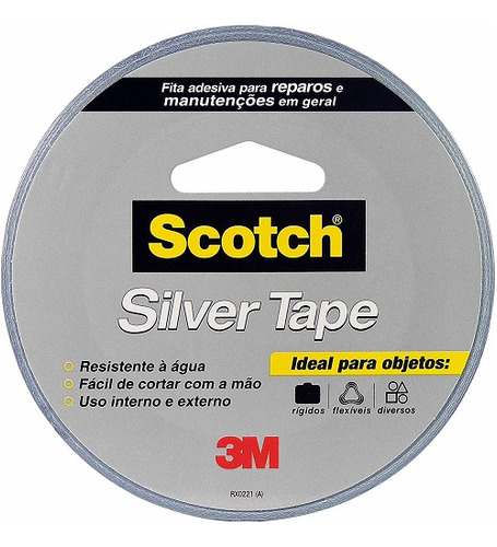 Fita Adesiva Silver Tape 45mmx5m Scotch Cinza 3m Resistente