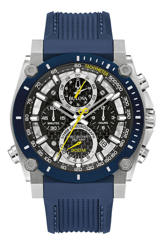 Reloj Bulova 98b413 Precisionist Para Caballero Ts Correa Azul marino Bisel Azul marino Fondo Negro