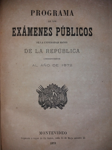 Programa Examenes Universidad Republica 1872 Aulas Derecho