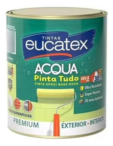Tinta Eucatex Epóxi Base Água 800ml Para Metal, Madeira, Cor Branco