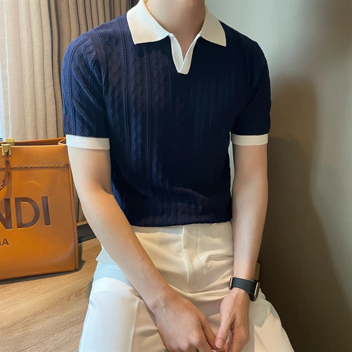 Polo De Hombre Con Textura De Jacquard Elástico