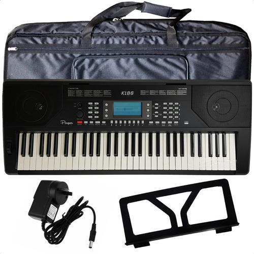 Imagen 1 de 9 de Organo Teclado Sensitivo 61 Usb Atril Funda Fuente K186 Pack