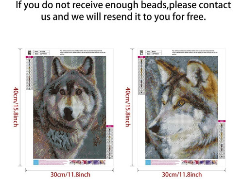 5d Pintura Por Diamantes Kit Lobo / Pack X 2