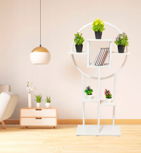Imagen 6 de 10 de Estante Metálico Con Repisas De Madera Decorativo