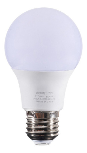 Imagen 3 de 5 de Lámpara Led Sica 7w - Clásica - Luz Fría - Bajo Consumo