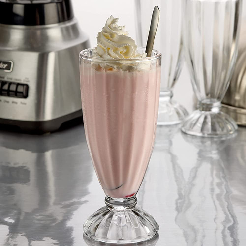 Milkshake Glass 6 Pack Clear 12oz Vasos Helados Sundae, Refr