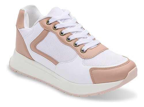 Tenis Sneaker Dama Blanco-rosa Mundo Terra 156628