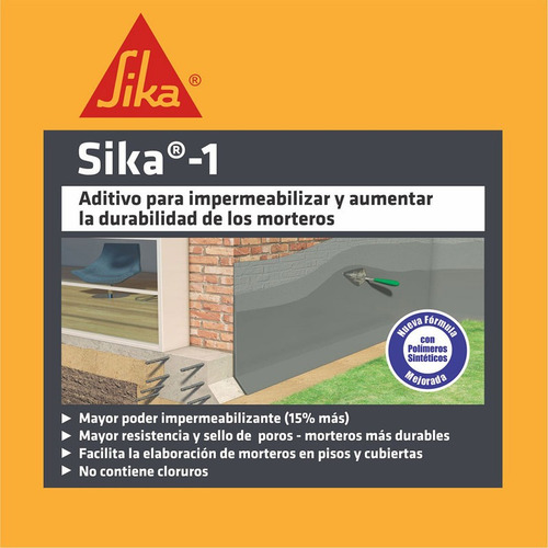 Sika 1 Aditivo Impermeabilizante Menor Porosidad Mortero 1kg