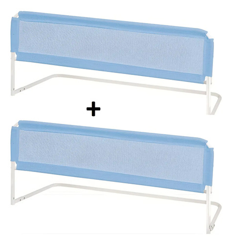 Kit 02 Grade De Cama Normal E Box Bebê E Idoso Altura 54cm Cor Azul Lisa