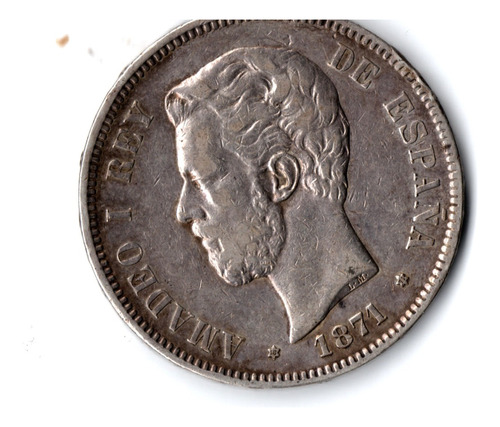 Monedas Histórica Espña  5 Pesetas 1871