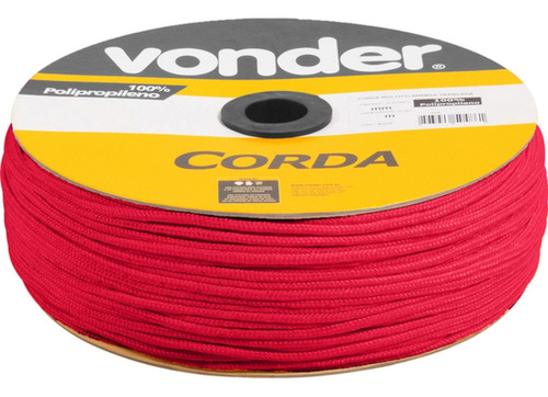 Corda Multifilamento Trançada 5 Mm C/ 250 Mts Vonder Cor Vermelho