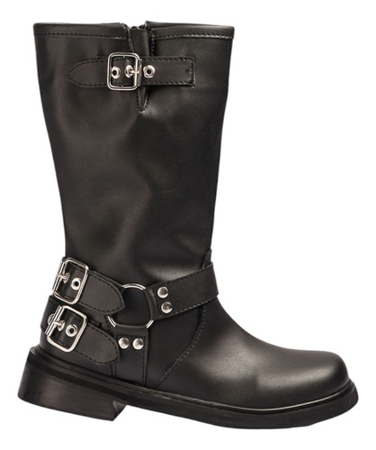 Botas Biker De Montar Negras Con Hebillas Caña Media