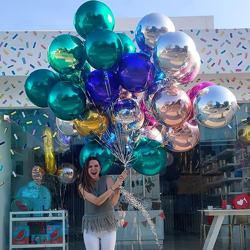 15 Pcs Globos De Lámina Metálica 4d De 22 Pulgadas Color Verde