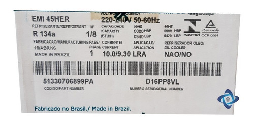 Motor Compresor Embraco Emi 45 Her R134a 1/8 P/heladera