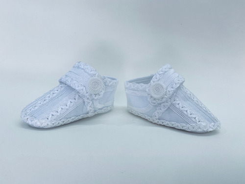Zapatos De Bebe Blancos De Tela 1