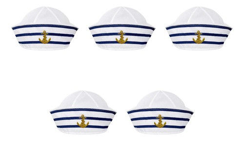 Gorro Marinero Con Rayas Náuticas, 5 Unidades: Azul Para Muj