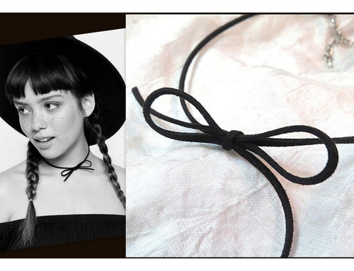 Gargantilla Collar Choker Gamuza Moño Lazo