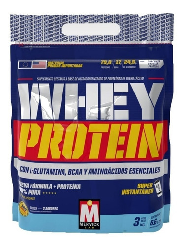 Suplemento en polvo MervickLab  Whey Protein proteínas sabor frutilla en sachet de 3kg