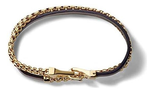 Bulova Jewelry Pulsera Clásica De Cuero Y Cadena De Doble En
