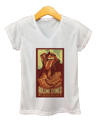 Remera Mujer Escote V - Rolling Stones Poster