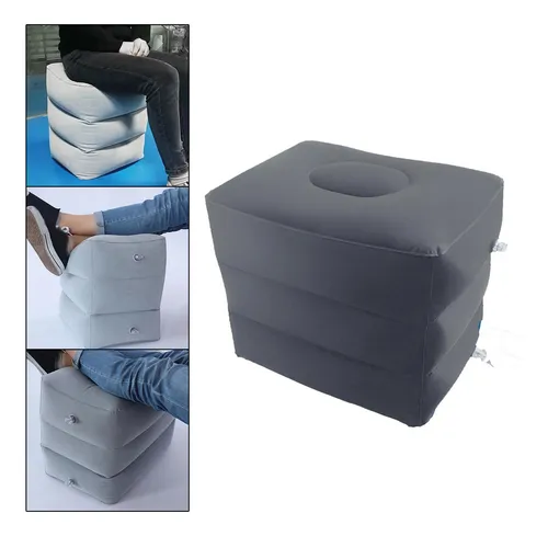 Reposapiés Inflable De 3 Capas, Almohada Gris Oscuro
