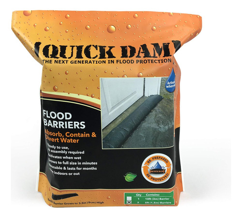 Quick Dam Qd65-2 Flood Barriers, 6-inch X 5-feet, 2-pack