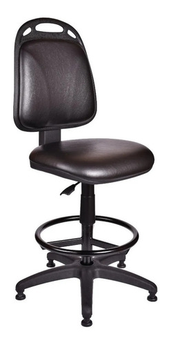 Silla de escritorio de Outlet Diva cajera sin apoyabrazos y sin ruedas ergonómica negra con tapizado de cuero sintético
