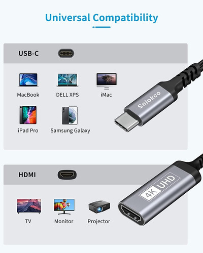 Cable Adaptador Usb C A Hdmi 4k Smartphone Mac Tablet