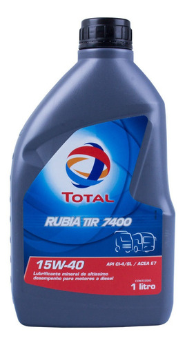 1 Litro Óleo De Motor Total Rubia Tir 7400 15w40 Mineral